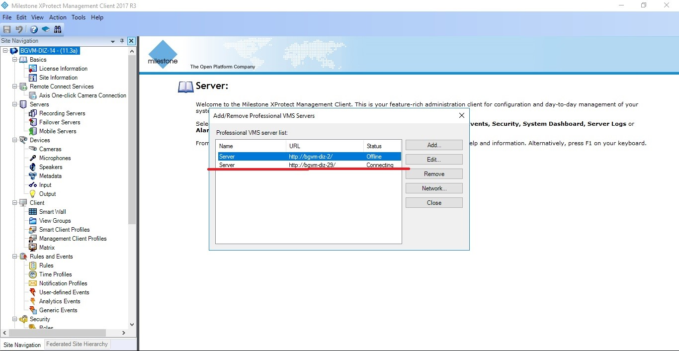 When the master server is from the XProtect Advanced line of products